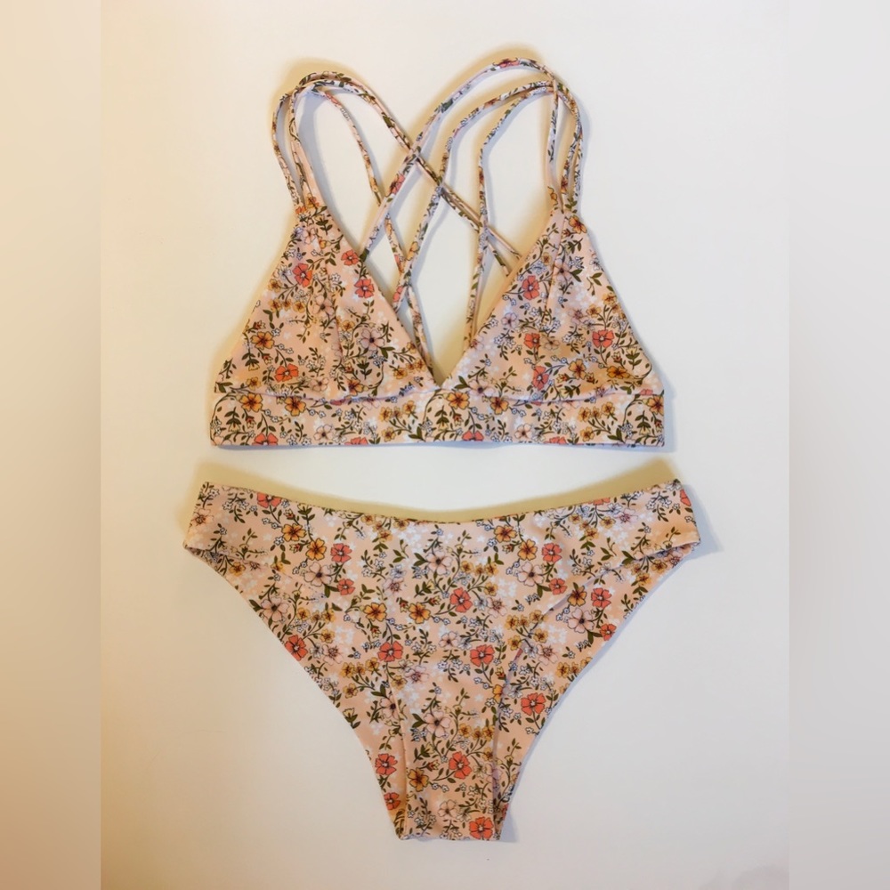 Kulani Kinis Bikini Set Dusty Daze Peach Floral Print